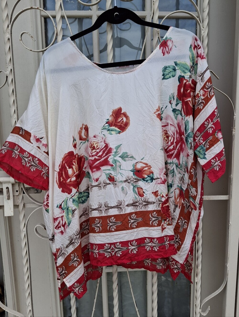 Johnny Was Secret Garden Silk Floral Tunic Blouse Poncho Top Women Size Large - Picture 5 of 16